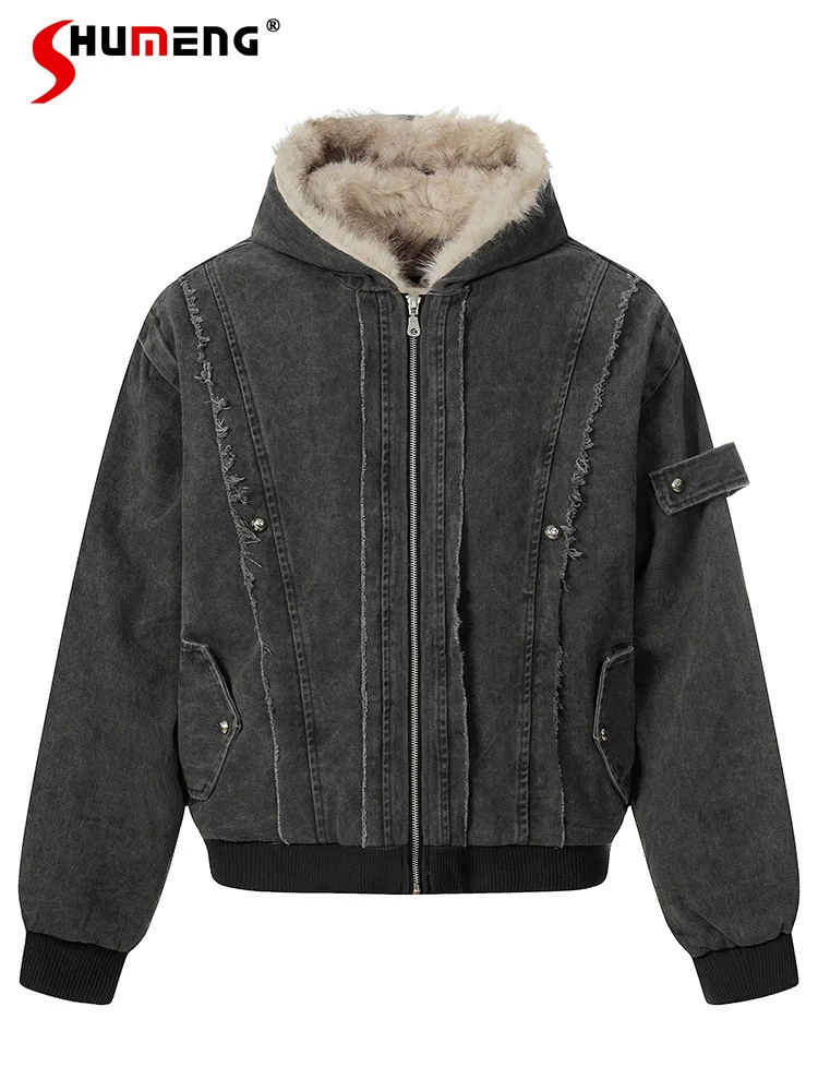 

2025 Men's Winter New Jackets Men's Stylish Warm Long Sleeve Parkas Handsome Simple Solid Color Warm Thickened Tooling Jackets