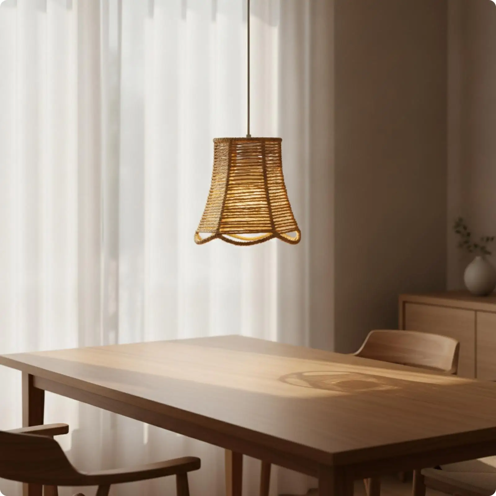 Open Weave Wicker Lamp Shade Compact Conical Light Shade Rustic Accent for Living Room Table