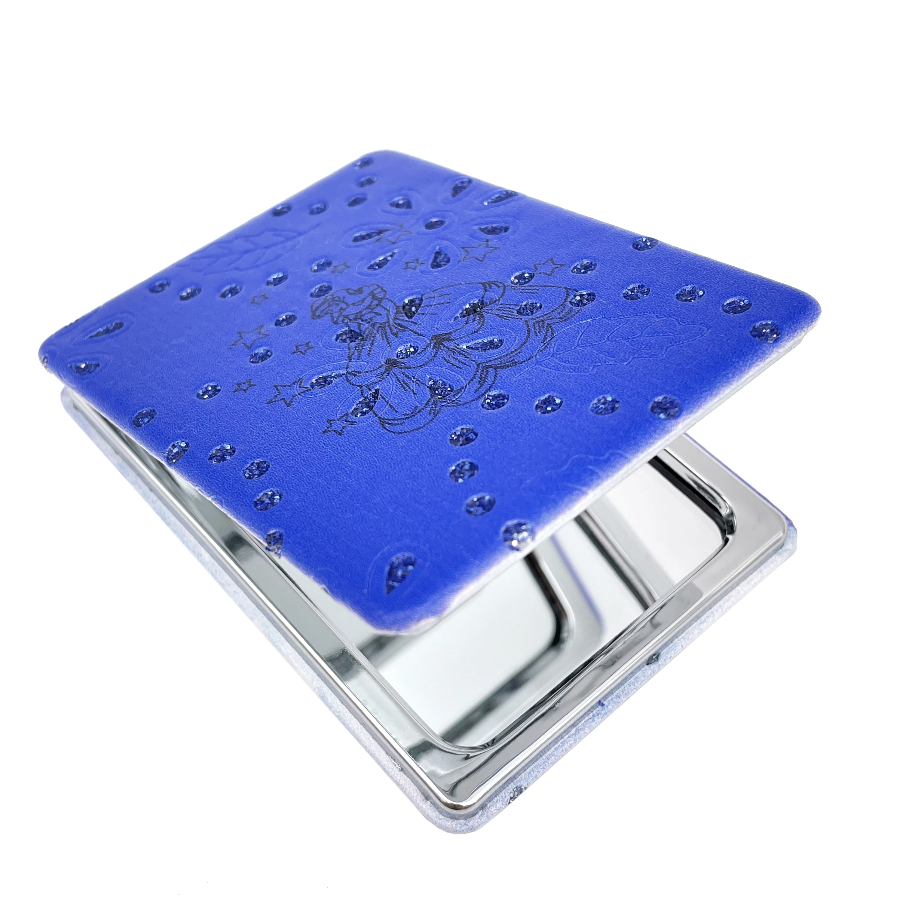 Sweet 15 Quinceanera Bling Compacte Spiegel Vierkante Pu Lederen Make-Up Spiegel Recuerdos De Bautizo Eerste Communie Mis Años