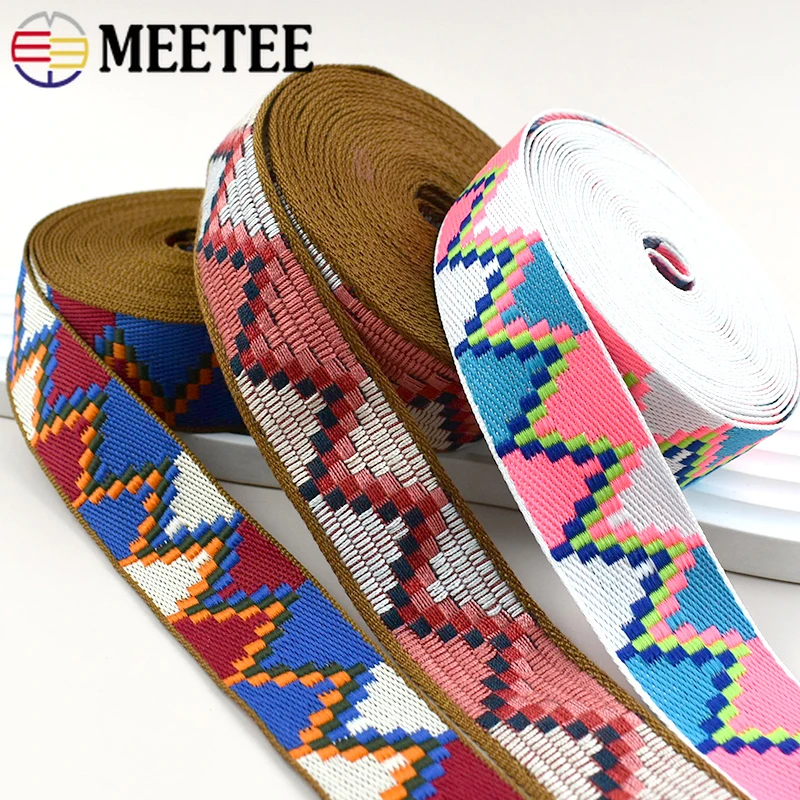 

2/5M Meetee 3cm Width Jacquard Webbing Shoulder Strap for Bag Polyester Ribbon Band Clothing Bias Binding DIY Sewing Accessories