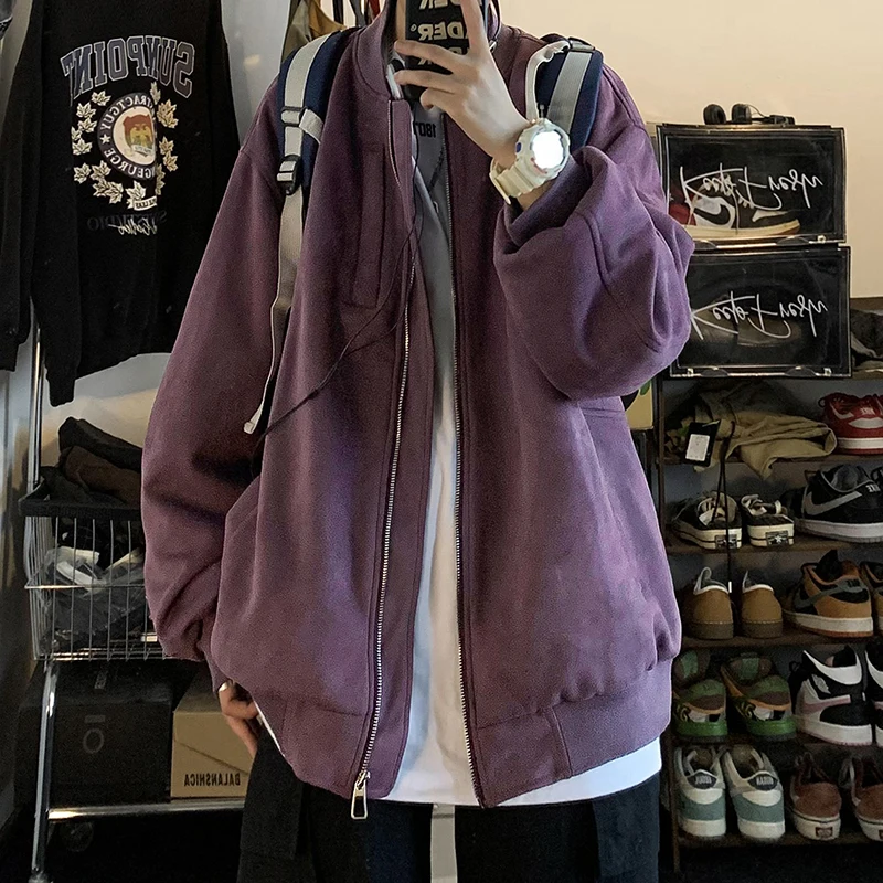 

Американская винтажная бейсбольная куртка для мужчин, весенне-осенняя замшевая верхняя одежда, молодежная куртка-пилот свободного кроя с вышивкой, ветрозащитная