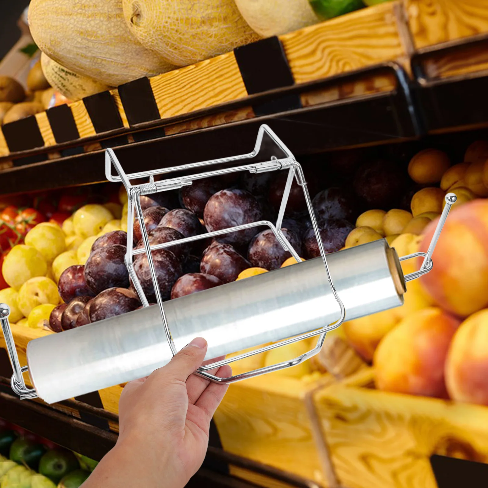Soporte de acero inoxidable para bolsas de comestibles, dispensador de supermercado, estante para bolsas de compras, bolsa de plástico plegable, soporte para rollo, venta al por menor