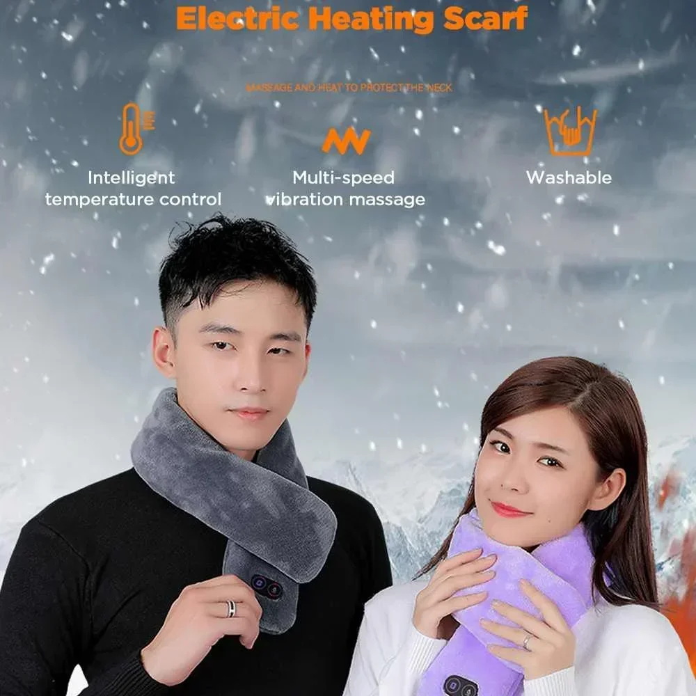 Smart 3 Gears Heating Massage Winter Heated Scarf Electric Heating Scarves Shawl Washable Ajustable Rechargeable USB Neckerchief