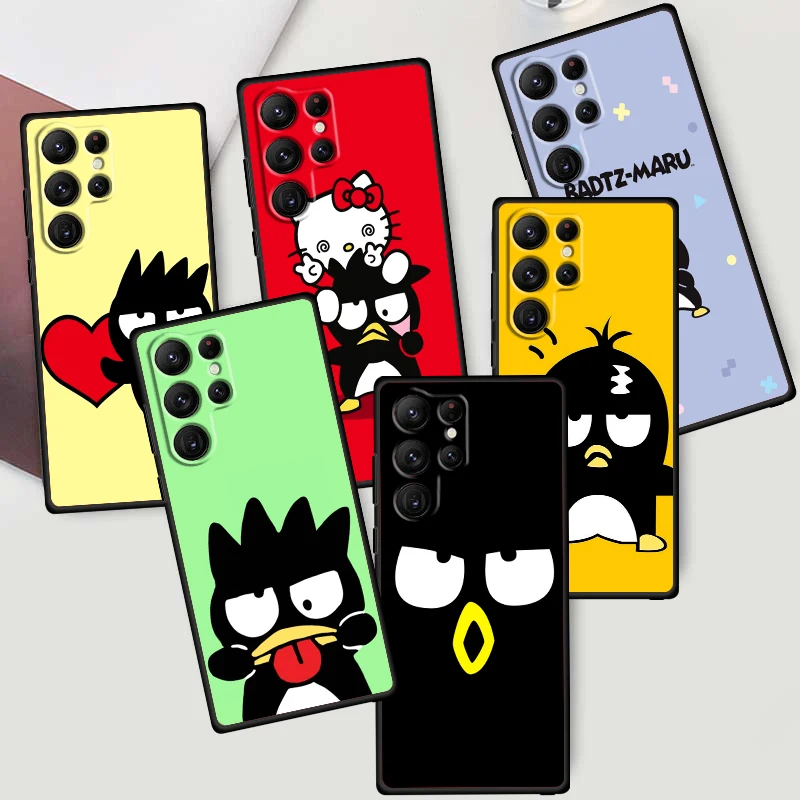 Sanrio Cute BadBadtz-maru For Samsung Galaxy S24 S23 S22 S21 S20 FE S10 S10E Plus Ultra Pro Lite 5G Black Soft Phone Case