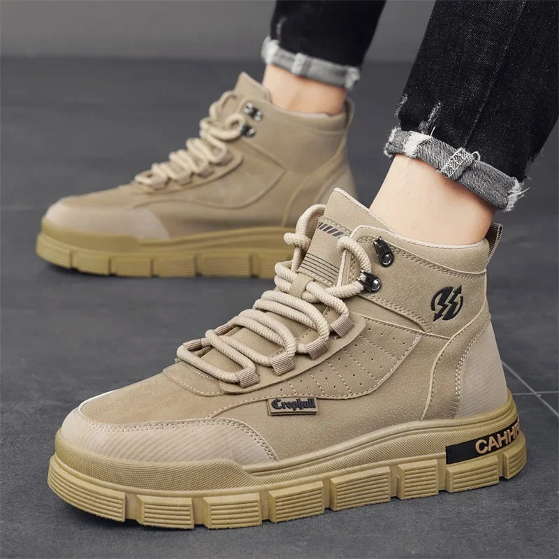 Winter Mens Boots Casual Shoes Leather Ankle Cowboy Combat Tactical Chelsea Hiking Outdoor Sneakers Designer Luxury Tennis image 4
