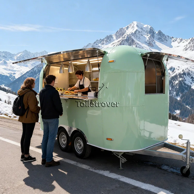 Stainless Steel Mobile Food Trailer Custom Built Outdoor Vending Cart Commercial Kitchen Unit Concession Stand with Equipment