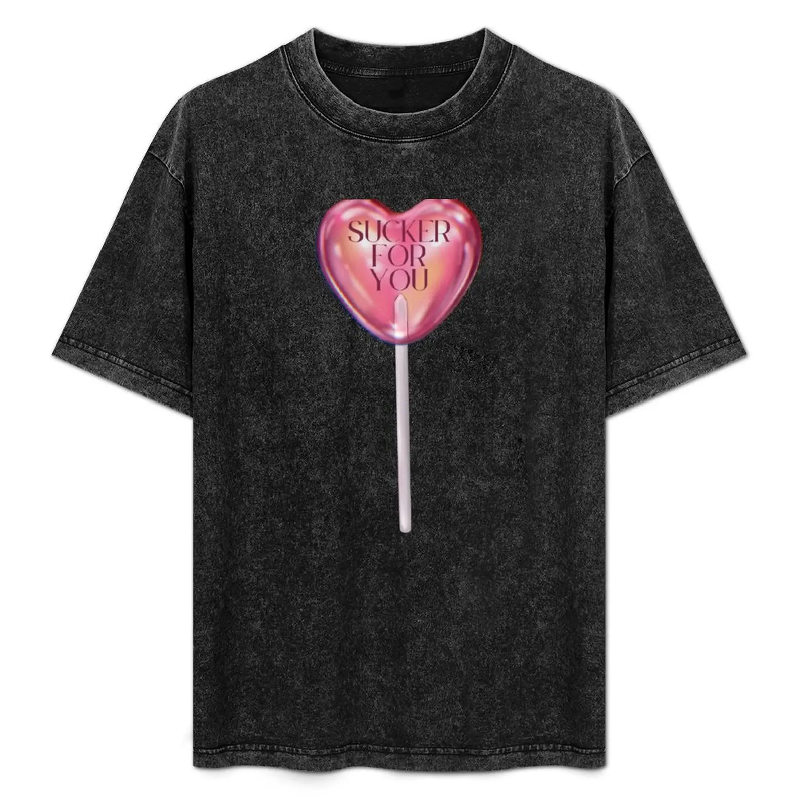 

Pink Sucker For You Heart Lollipop T-Shirt Big and Tall Basic Tee Shirt