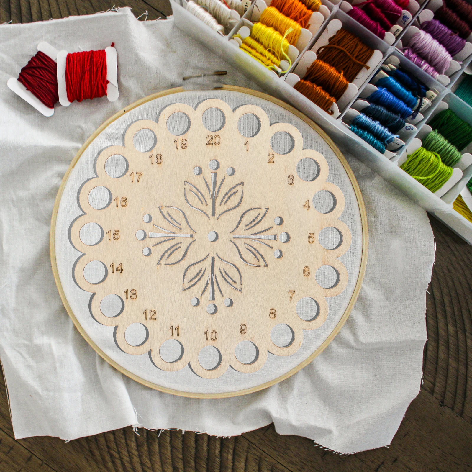 

2Pcs Embroidery Floss Organizer Wooden Hollow Thread Holder Compact Sewing Floss Storage Board Thread Winding Plate