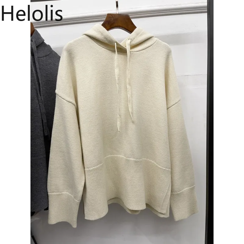 

Loose Hooded Sweater 2025 Winter Knitted Full Sleeve Pullover Jumpers for Women