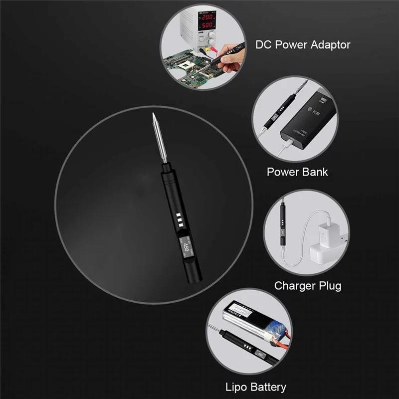 AF89-1Set PTS200 V2 PD 100W Electric Solder Iron Portable Black Support PD3.0 Firmware Upgrade , B2 Tip