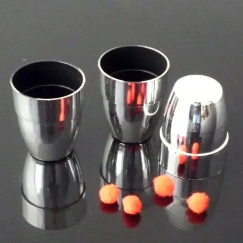 Plastic Ballen Met Drie Kopjes (Goud/Zilver Kleur beschikbaar Dia 4.9*H6cm) Goocheltrucs Verschijnen Vanish Ballen Magia Close Up Gimmick Prop