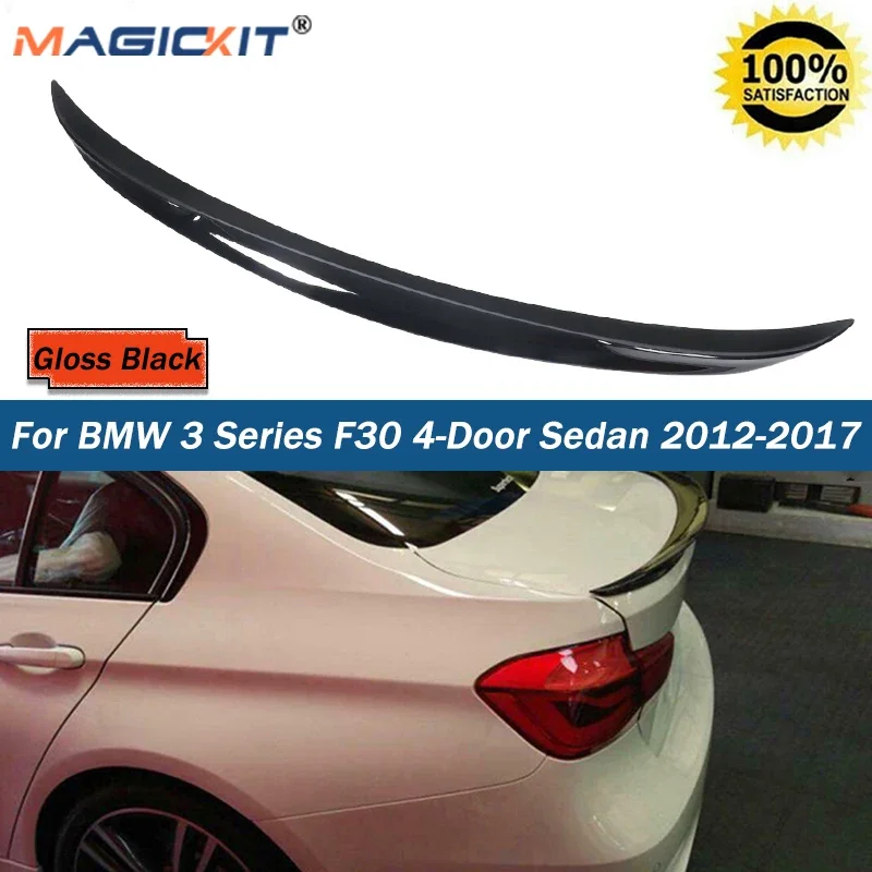 MagicKit  Rear Roof Spoiler Trunk Lip Wing For BMW 3 Series F30 4-Door Sedan 2012-2017 MP Style Gloss Black