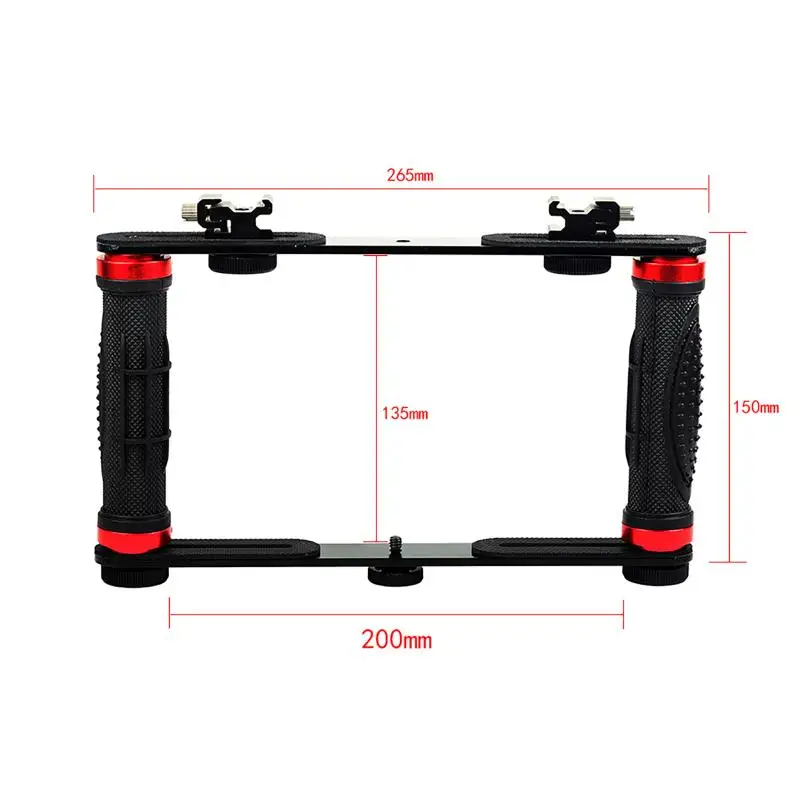 Dual Arm Scuba Diving Dive Bracket Flashlight Tray Stabilizer Mount for Sony Gopro SJCAM Action Camera Camcoders Smartphone