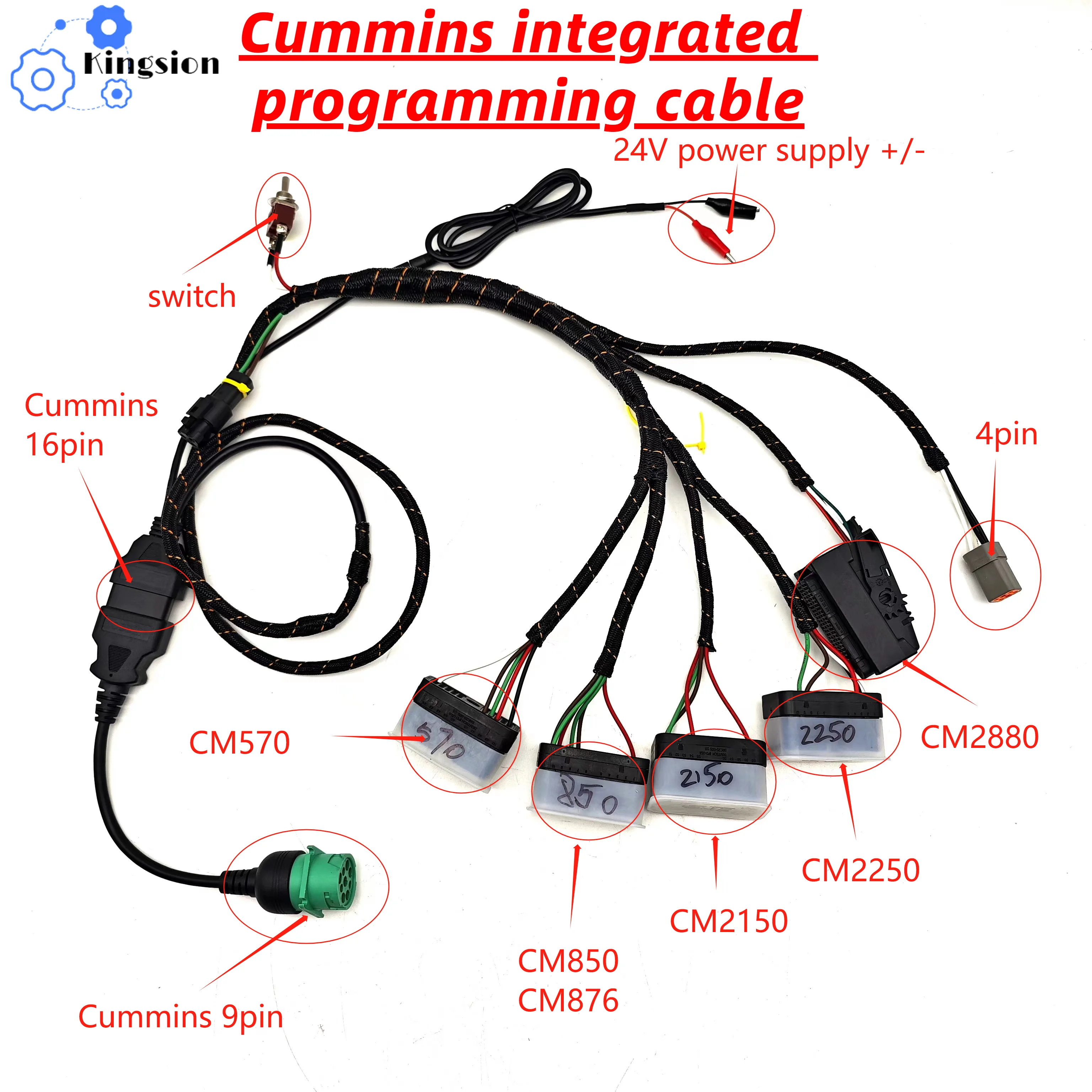 커민스 디젤 엔진용 ECM 프로그래밍 진단 감지 케이블, CM570, CM870, CM871, CM876, CM2150, CM2250CM2880