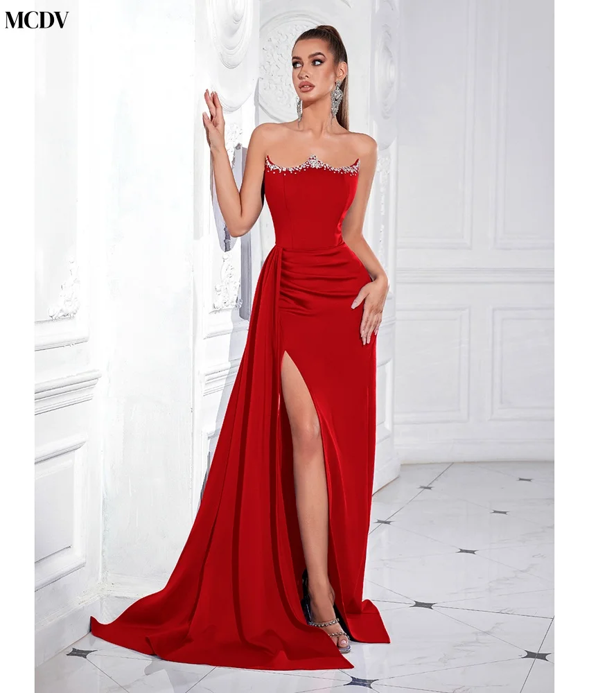 Vestido de noche de cristal con corte en A, Jersey de moda personalizado, escote en forma de corazón sin mangas, largo hasta el suelo, de alta calidad