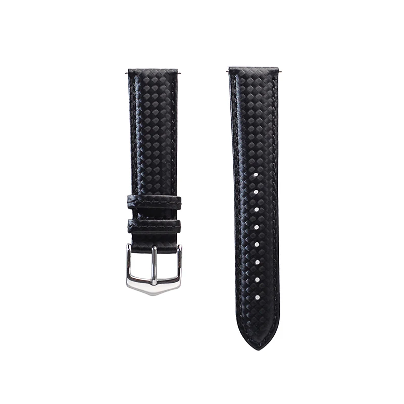 20mm 22mm Carbon Fiber pattern Leather Mens black Watchband For Universal Brand Watch Strap