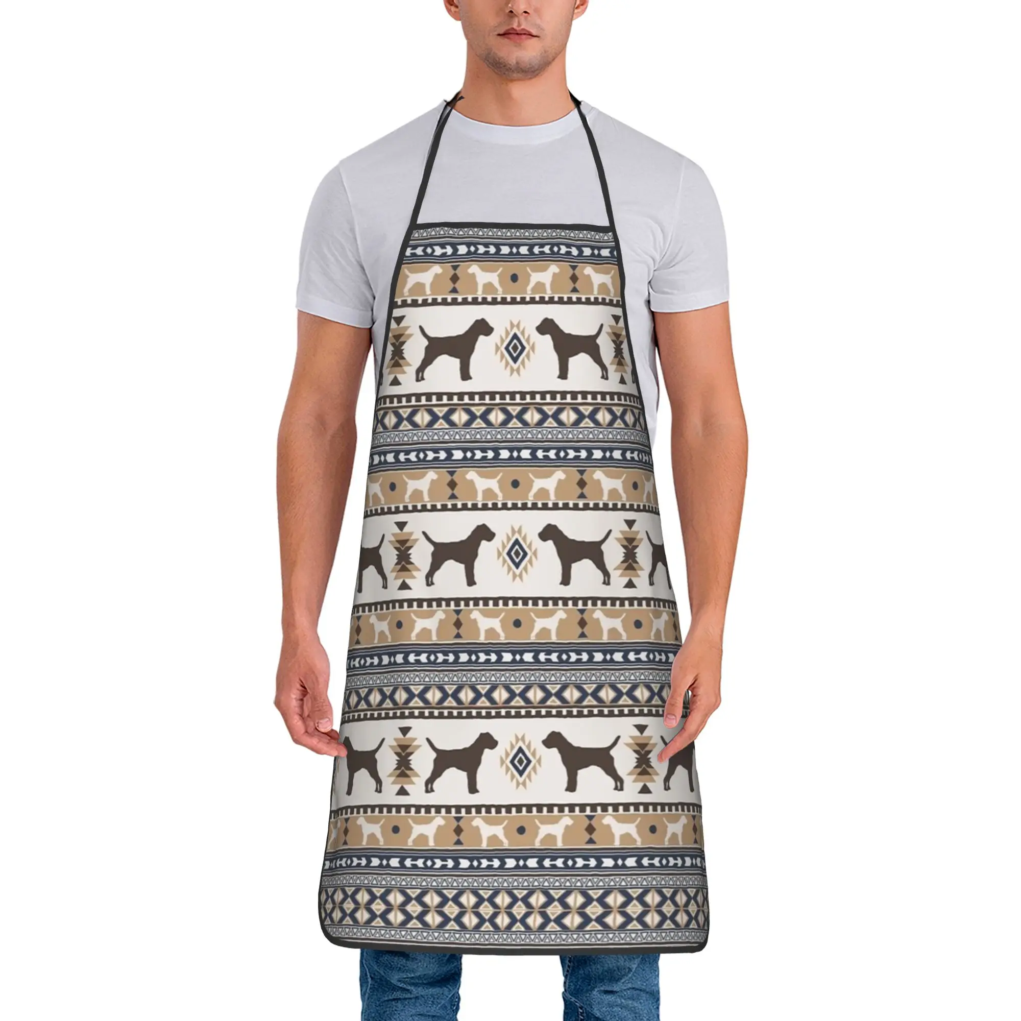 Boho dogs  Border terrier tan Apron  Manicure Work Kitchen Accessories Household Custom Aprons without Pocket