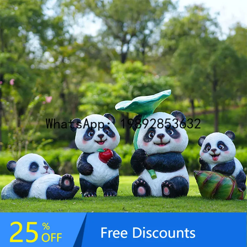 CZ Outdoor Cartoon Panda Garden Landscape Sculpture Mall School Park Zoo Simulation Decoration Ornament