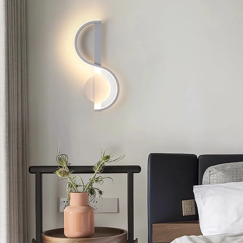 Lámpara de pared Lámpara LED de cabecera Moderno Simple Pasillo Dormitorio Sala de estar Fondo Pared Luz nórdica Lámparas de escalera creativas de lujo