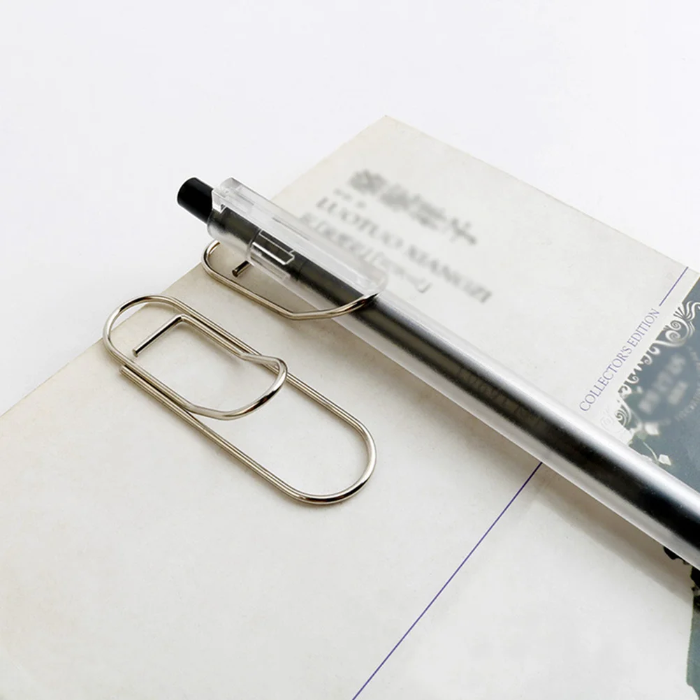 8Pcs Metal Paper Clips Simple Shape Multi- Memo Clips Lovely Bookmarks File Clamps Silver