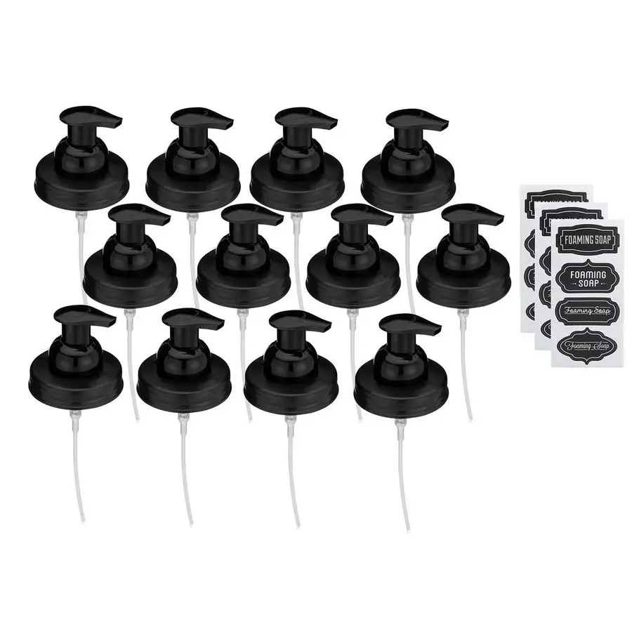 

Крышки для дозатора пенного мыла Mason Jar включают водонепроницаемые наклейки, черные, 12 шт.