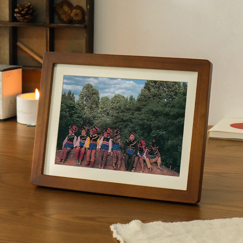  Wood Picture Frame Stand 6 Inch 7 Inch 8 Inch A4 A3 Card Paper Frame Wooden Painting Frame Creative round Corner Frame