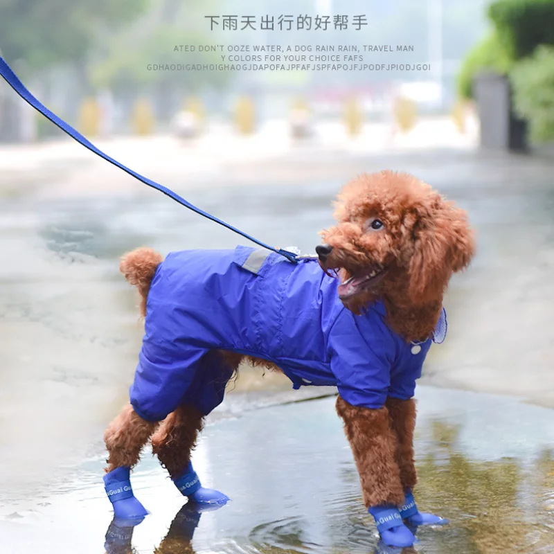 4PCS/Set Dogs Shoes Candy Colors Rubber Waterproof Soft Pet Rain Boots for Puppy Cats Outdoor Footwear Socks Pet Accessories