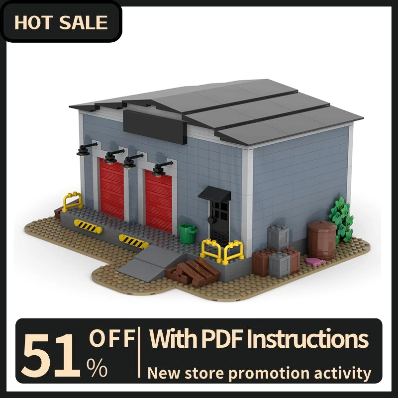 

New 1399Pcs City Hot Street View Moc Modular Warehouse Model Building Blocks Diy Creative Ideas Kid Toys Birthday Christmas Gift