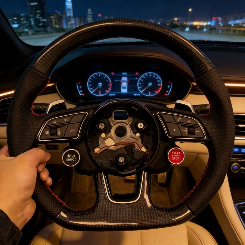 

Carbon Fiber Steering Wheel Suitable For Audi A3 A4 B9 RS3 S3 RS4 S4 A5 S5 Alcantara Material Production Car Accessories
