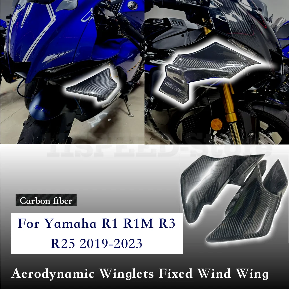 Motorcycle Carbon Fiber Aerodynamic Winglets Fixed Wind Wing Fairing Shell For YAMAHA R1 R3 R25 2019-2023 YZF-R3 YZF-R1 YZF-R25