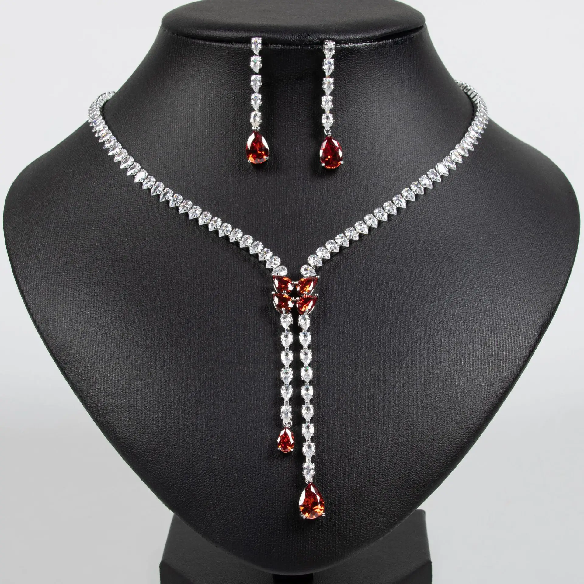 Personalised Elegant Jewellery Pendant Teardrop 2 Pcs Necklace Earrings Set Women's Daily Travel Dress Wedding Party Gift M-598
