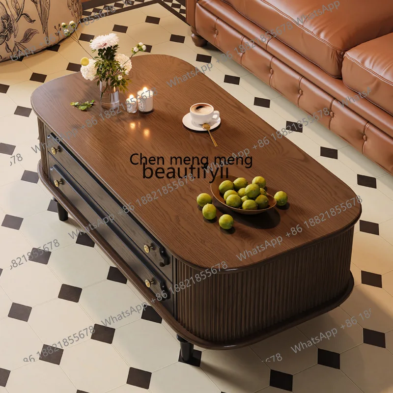 X Retro solid wood coffee table living room household small apartment, high-end table, medieval sofa side table