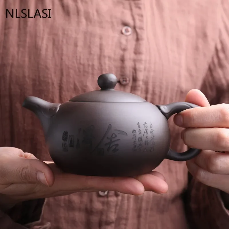 1pc Handmade Purple Clay Teapot Chinese Authentic Yixing Tea Pot Beauty Kettle Household Tea Ceremony Customized Gifts