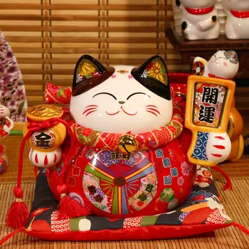 Japonská keramická kočka štěstí, prasátko, dárek k otevření obchodu s štěstím a prosperitou, dekorace na stůl pro domácnost. 8 nejlepší prodej velké keramické prasátko - №1
