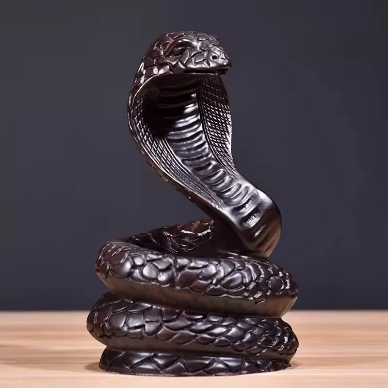 Rosewood Twelve Zodiac Animal Lucky Snake Decoration Solid Wood Carving Home Office Decoration feng shui Ornaments