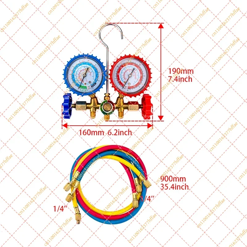 Juego de manómetros para aire acondicionado R134a R12 R22 R404a con manguera para aire acondicionado doméstico/automotriz, piezas de automóvil, accesorios de aire acondicionado