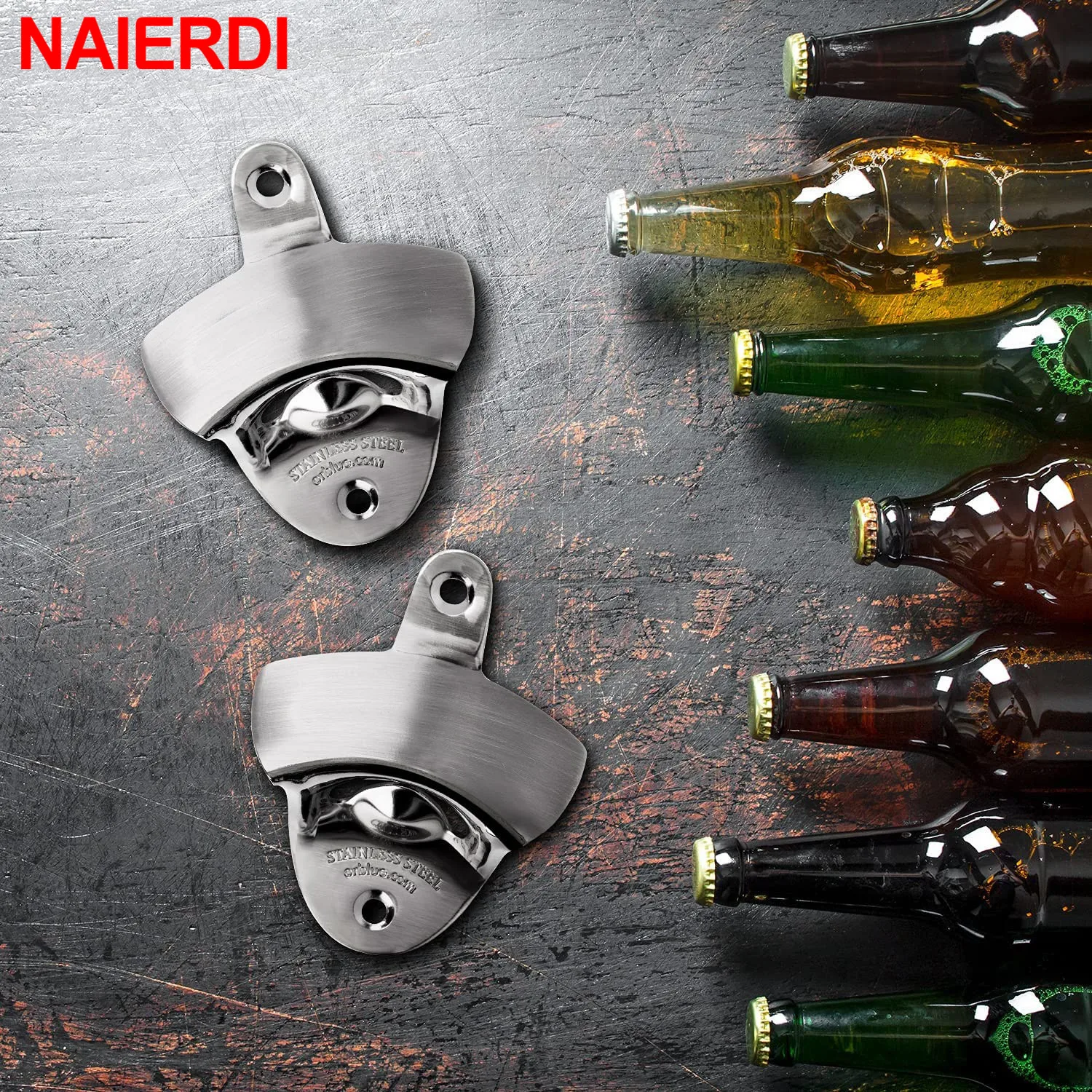 

NAIERDI Vintage Beer Bottle Opener Wall Mounted Bottle Opener Zinc Alloy Wine Beer Hanging Corkscrew Kitchen Gadget
