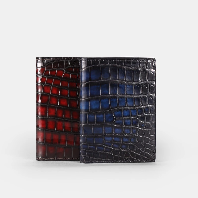 DIMY 2023 New Handmade Crocodile Leather Passport Bao Wen ID Card Holder Wallet Custom Fashion Men