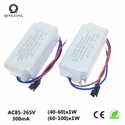 Fuente de alimentación Piezas para AC85-265V, controlador Led de 40-100W, 300MA, 40W, 50W, 60W, 70W, 80W, 90W, 100W, transformador de iluminación de corriente controlante, 1 unidad