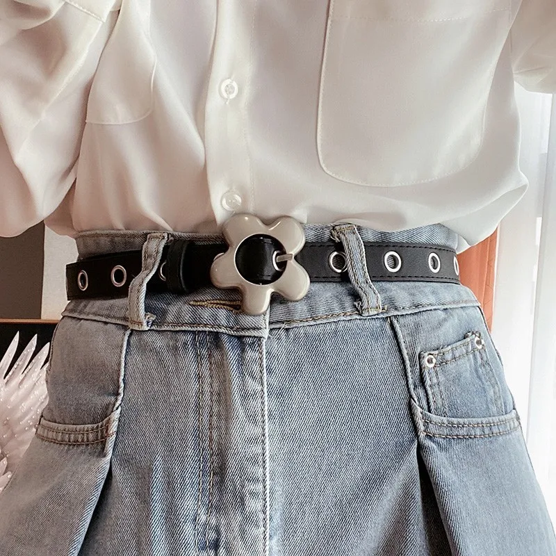 Flower non-perforated belt for women with jeans decorative dress belt belt ins summer simple all matching