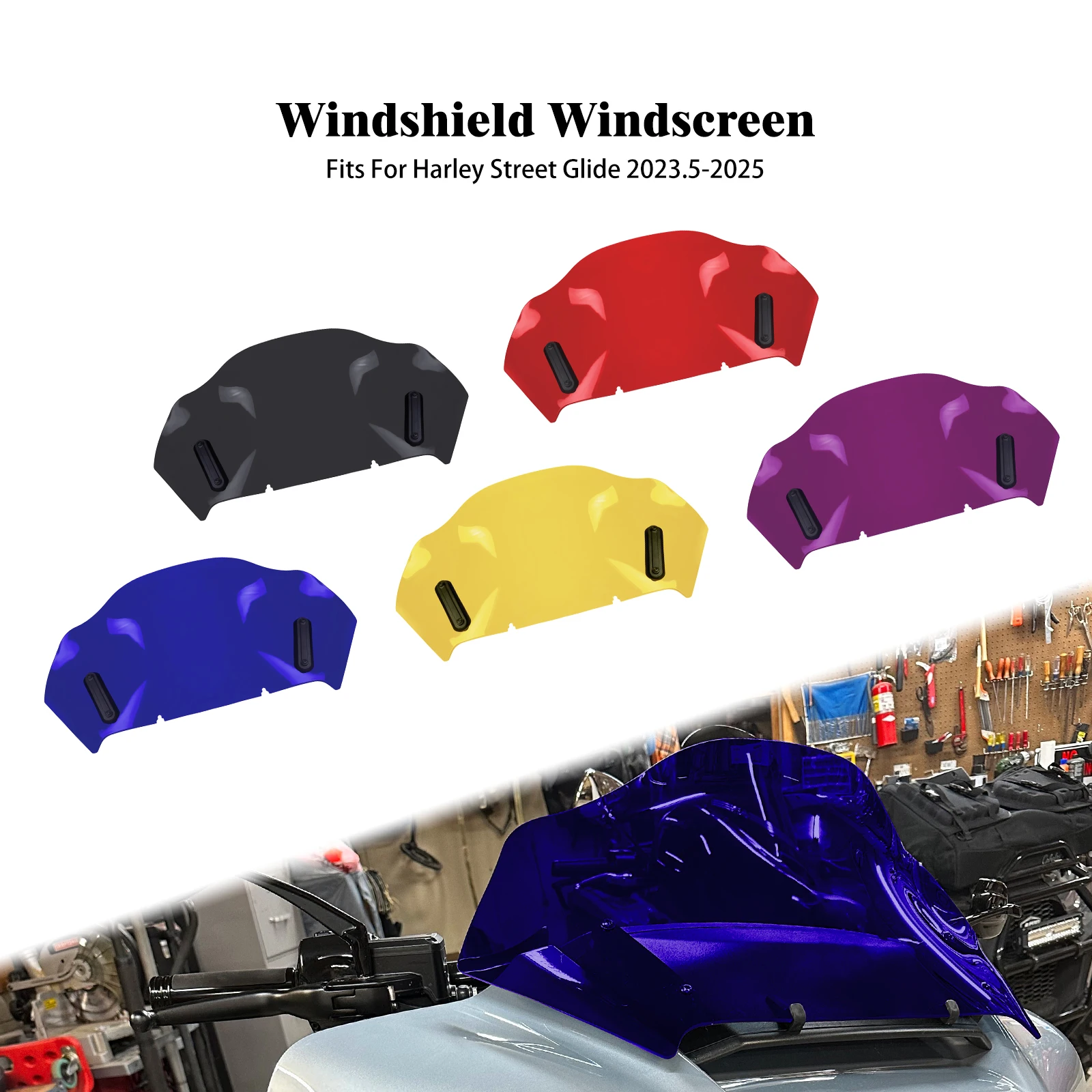 

Motorcycle 10'' Windshield Fairing Windscreen Cover For Harley Touring CVO Street Glide FLHRXSE 23-25 FLHX 24-25 Wind Deflector