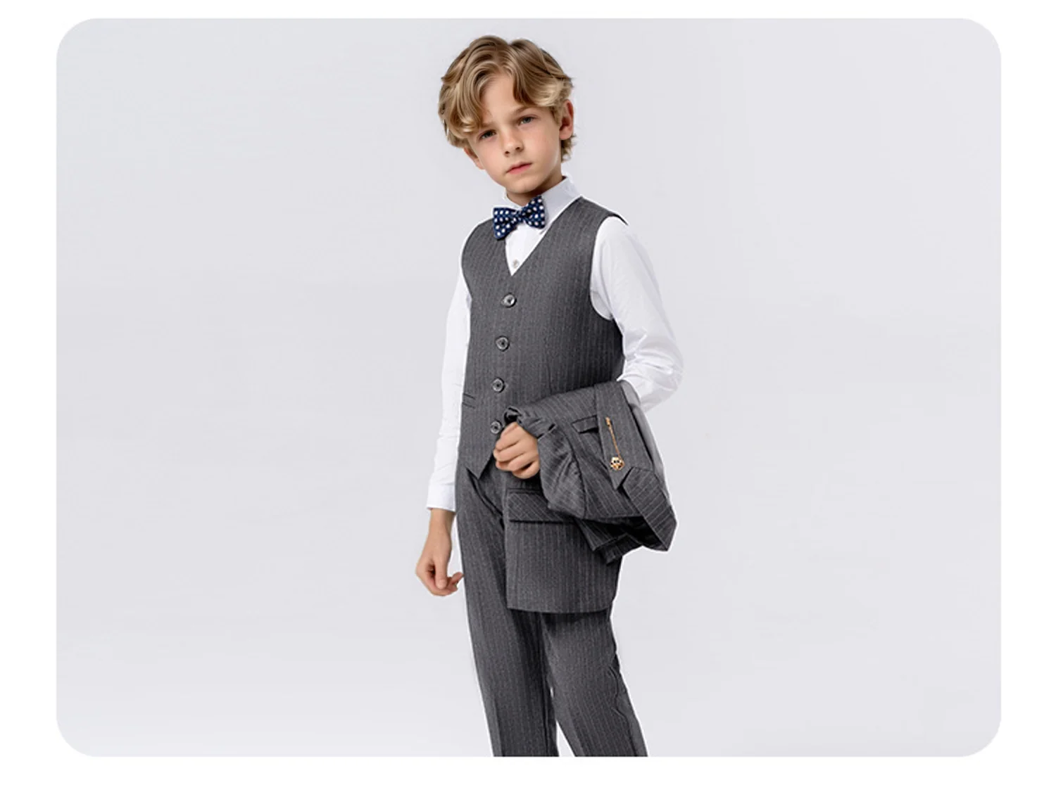 1-14Years Boys 3Pieces Formal Suits Set Kids Suit Jacket Vest Trousers Children's Wedding Birthday Party Pageboy Outfit