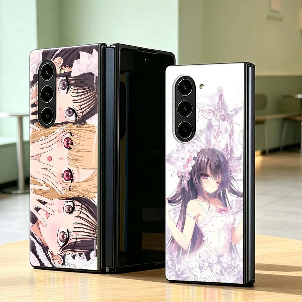 Vintage Anime Art Phone Case For Samsung Galaxy Z Fold 8 3 4 5 6 7 5G PC Hard Mobile Folding Black Shell Cover