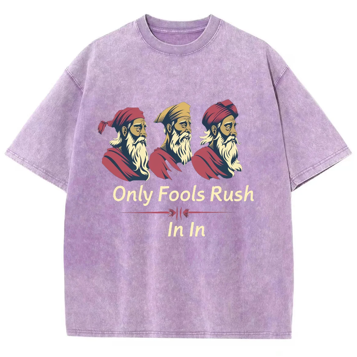 Only Fools Rush In Love Romantic, Hiphop Y2K Washed T-shirt,  Oversized Streetwear Vintage Washed Surf T-Shirts For Women Men