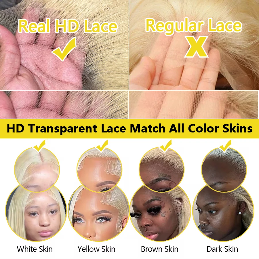 200% honig blond 13x6 hd transparente Spitze vorne Echthaar Perücken für Frauen 34 36 Zoll gerade 13x4 Spitze Frontal Perücke