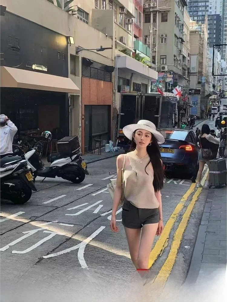 

Zeng Svel Knitted Top Collar Design Faionable Versatile Pure Desire Sweet Commute Sle Cotton Blend Crew Ne