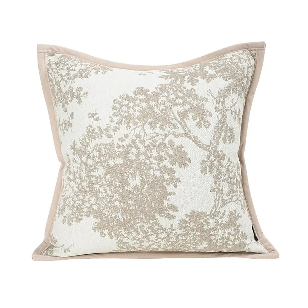 

18X18'' Hes Throw Pillow Cushion Covers - White Beige Embroidery Pine Tree Luxury Modern Style Couch Sofa Pillow Cover For
