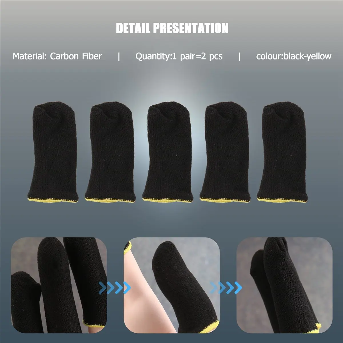 AA80 18-Pin Carbon Fiber Finger Sleeves for Mobile Games Contact Screen Finger Sleeves (12 Pcs)