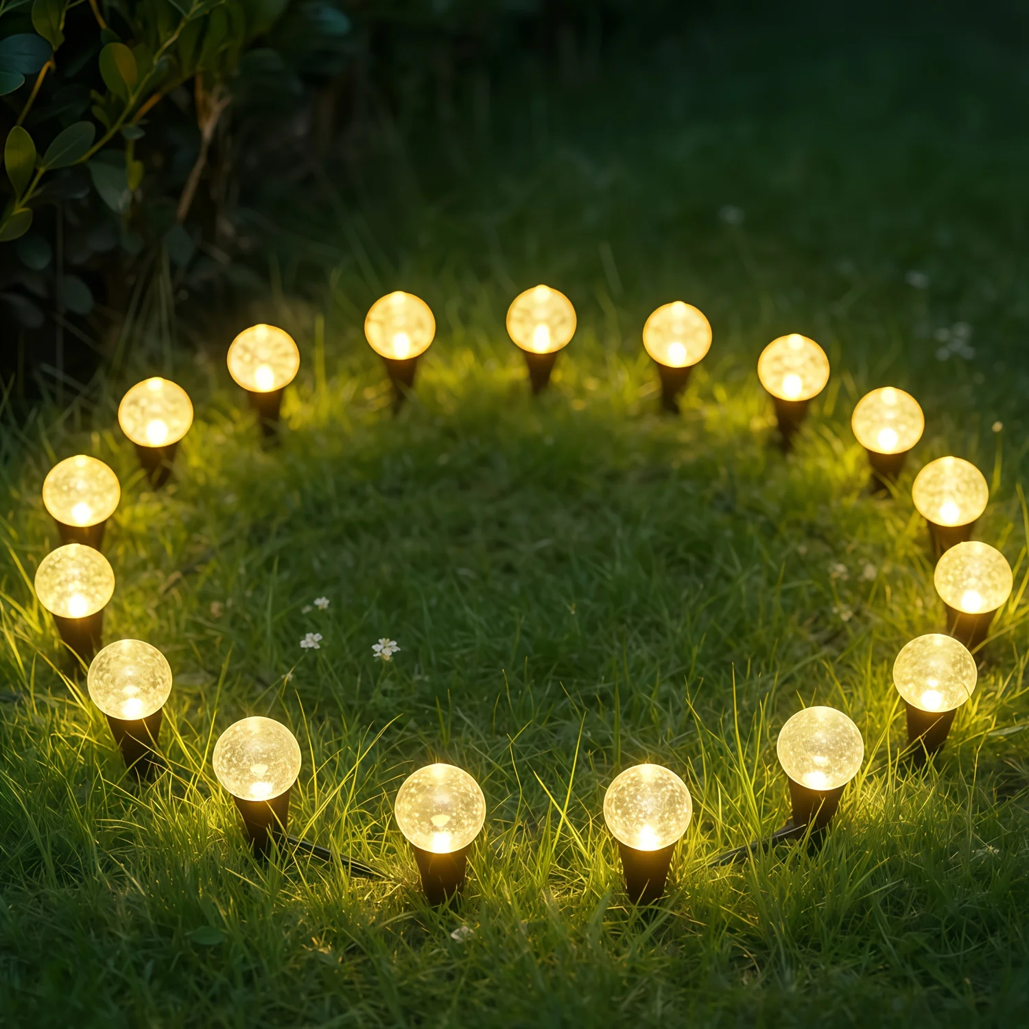 Stardust Dewdrop Globe LED Path Stake Lights, Outdoor Waterproof Glass Bubble Lights for Lawn Walkway Garden Decoration