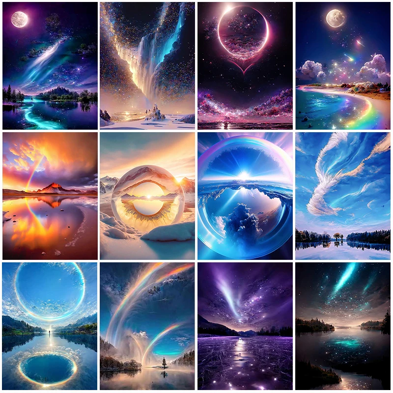 5D DIY Diamond Painting Fantastic Nature Scenery Mosaic Diamond Embroidery Painting Full Round Rhinestone Home Decor Gift